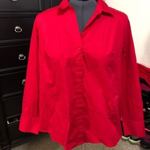 Deep red button down shirt